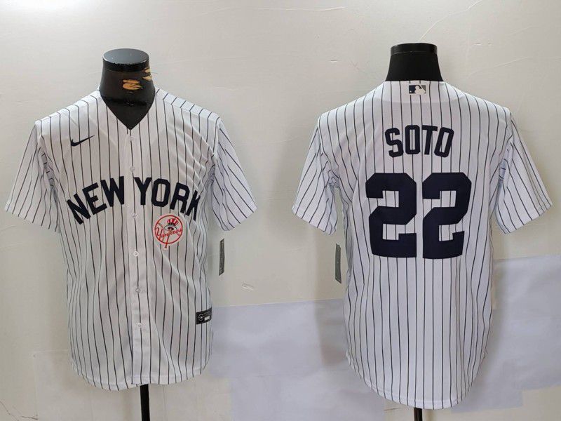 Men New York Yankees #22 Soto White stripe Game 2024 Nike MLB Jersey style 9022